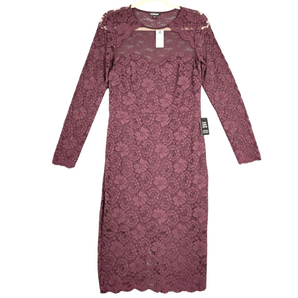 NWT EXPRESS Purple Lace Long Sleeve Dress Whimsigoth Witchy Fairy SIZE MEDIUM
